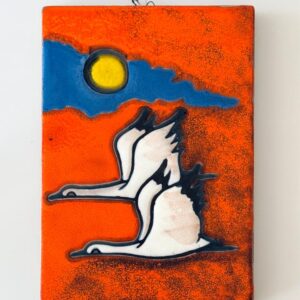 Wandfliese Keramik 785 fliegende Gänse Sonne 60er