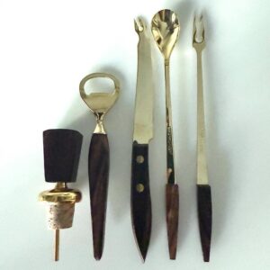 Bar Set Bar Zubehör Palisander Rosewood vergoldet 1960er