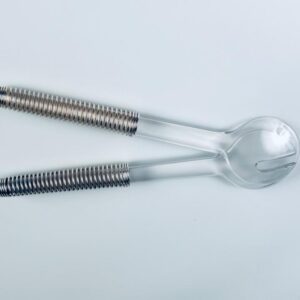 Salatbesteck Design Italy Modern Acryl Spirale versilbert 1970er