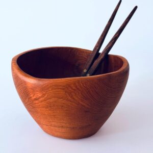Schale Teak Salatschüssel Obstschale 60er inkl Salatbesteck