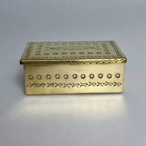Schatulle Box Messing Schmuckdose Muster Rot Vintage 1950er