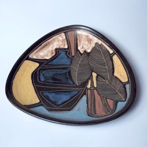 Schale Studiokeramik abstraktes Design dreieckig 1960er