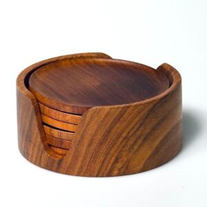 6 Untersetzer Teakholz Zylinder massiv Dänemark 1960er