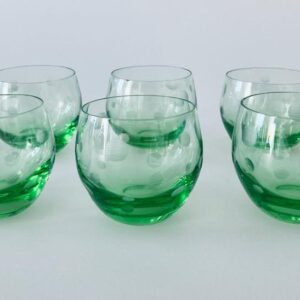 6 kleine Tumbler Gläser grün Midcentury mundgeblasen 1950er