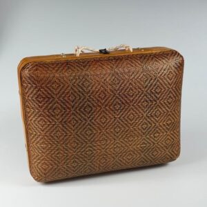 Bambus Koffer Vintage handgeflochten dreifarbig 1950er