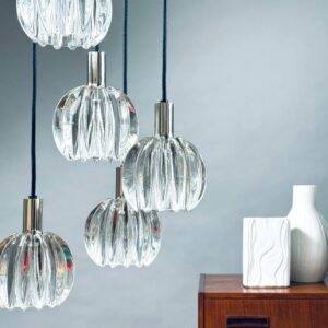Pendelleuchte Kaskade Glas Chrom Lampe Deckenlampe 1970er