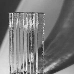 Blockvase Brutalist Glas Vase Solifleur handgegossen 1960er