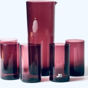 Saft Service aus Glas Stil Kaj Franck Scandi Krug violett 1960er