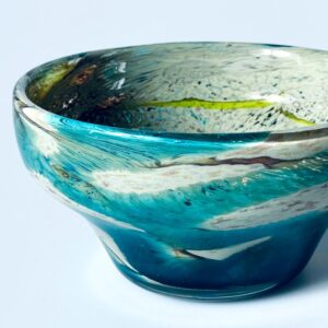 Glasschale Schale Handarbeit Kristall Glas schwer massiv 1980er