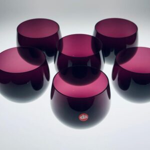 Set 6 Gläser Ingrid Glas Aubergine Tumbler Bowl 1960er