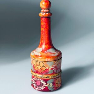 Deckeldose Dose Holz Boho Chic handgemalt gedrechselt 1930er