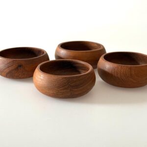 4 x Teakholz Schälchen Schüsseln kleine Schalen 1960er
