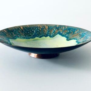 Emaille Schale Kupfer Grün Gelb Deutschland 1960er