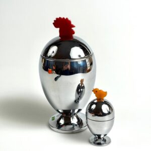 Art Deco Eierwärmer Chrom Galalith D.R.G.M. Set 1930er