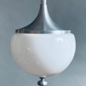 Pendelleuchte Lampe Stilux Milano Italy Opalglas Aluminium 1970er