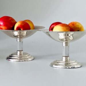 1970er Schale Fussschale versilbert Plexiglas Italy Artdeco