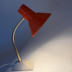 Tischleuchte Lampe orange vintage Messing Schwanenhals 60er