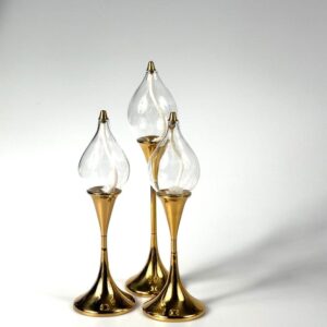 Öllampen Kerzenständer Design Andersen Cleardrop Messing 1970er