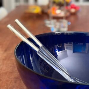 Fink großes Salatbesteck versilbert Acrylglas Vintage edel 1990s