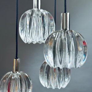 Pendelleuchte Kaskade Glas Chrom Lampe Deckenlampe 1970er