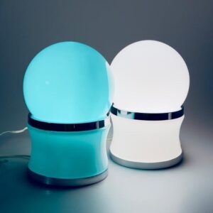 Reggiani Tischlampe Lampe Opalglas Chrom 1960er Italy