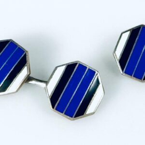 Manschettenknöpfe Art Deco Emaille K & N blau schwarz