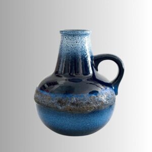 Fat Lava Vase Krug blau Strehla Keramik DDR 1960er