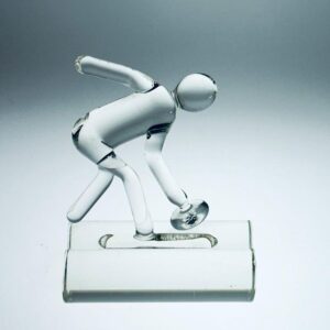 Glas Figur Skulptur Stockschießen Männchen 1980er