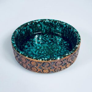 Schale Keramik grün Heuckeroth für Ceramano Messina 1970er