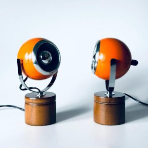 Spaceage Lampe Orange Paar Eyeball Tischleuchte Italien 1970er