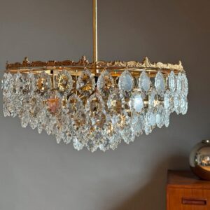 Bakalowits Kronleuchter Wien Kristall Messing vergoldet 1960er