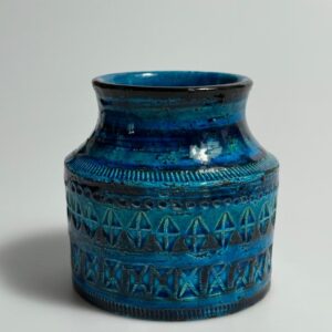 Bitossi Keramik Vase Rimini Blue Italy Aldo Londi 1950er