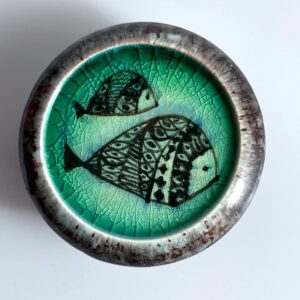 Studiokeramik Italy Deckeldose Fische Dose Venezia 1960er