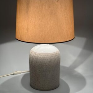 Lampe Tischlampe Keramik Ritzdekor Stoffschirm Groß 1970er