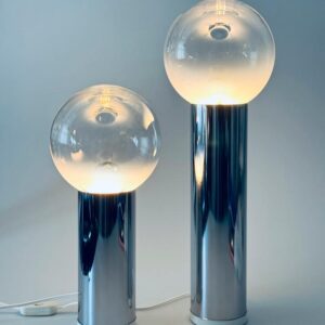 Reggiani Lampe OMA Italy Tischleuchten Paar Chrom Spaceage 70er