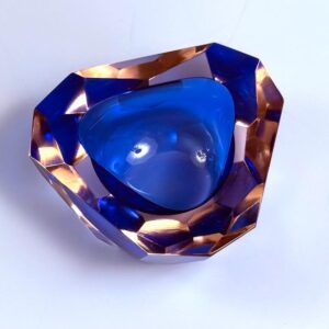 Schale Aschenbecher Murano Sommerso facettiert Italien 1960s