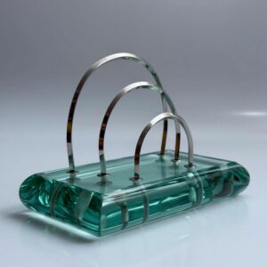 Briefhalter Stil Fontana Arte Italy massiv Glas 1960er Art Deco