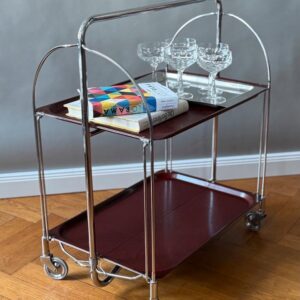 Dinett Bremshey Servierwagen Mahagoni Platzwunder 1960er