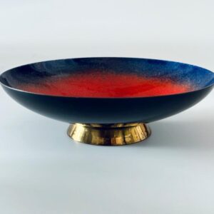 Fischland Schale Emaille Kupfer Messing rot DDR 1960er