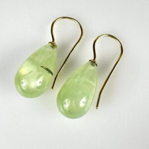 Ohrringe 750er Gold Prehnit Pampeln Ohrhänger 18 Karat GG