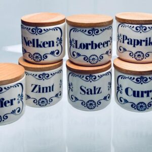8 Gewürzdosen DDR Porzellan Buche Deckel Shabby Chic 1960er