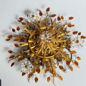 Deckenleuchte Lampe Banci Firenze Italy Gold Murano 1960er