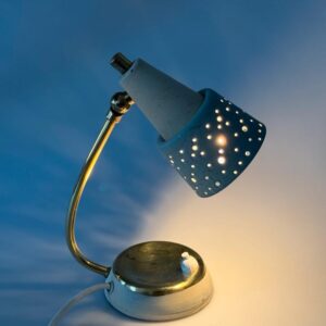 Tischleuchte Lampe 50s Messing Lochmuster Mintgrün 1950er