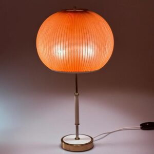 Tischlampe Plissé DDR VEB Stadtilm Orange Space Age 60s 70s