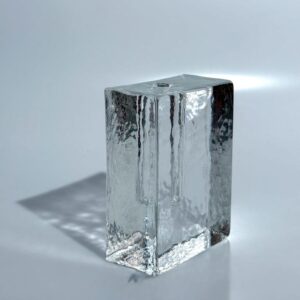 Blockvase Brutalist Solifleur Vase handgegossen Eisglas 1960er