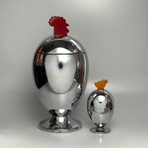 Art Deco Eierwärmer Chrom Galalith D.R.G.M. Set 1930er