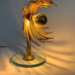Lampe Tischleuchte Unikat Italien Messing Glas 1950er