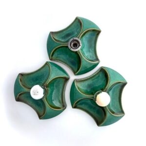 Keramik Wandlampen Hustadt 3erSet grün 1960/70er