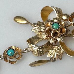 Ohrhänger Ohrringe Silber vergoldet Türkise 19. Jhd. ANTIK Clip