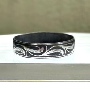 Armreif Marokko Damaszener aus Eisen mit Silbereinlage Vintage